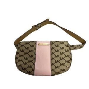Michael Kors Belt Bag Fanny Pack MK Signature Logo Pink Size S/M Adjustable